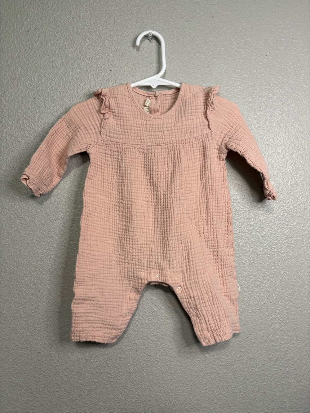 Elegant Baby Organics Dusty Rose Muslin Romper Organic Cotton 6-9M